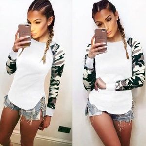 Women's Long Sleeve Camouflage Printed Tee